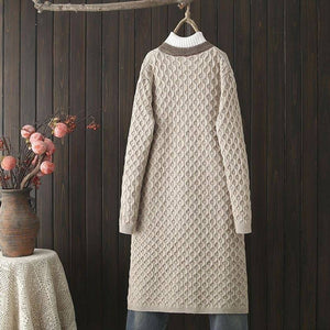 Thick Mid-length Knitted Cardigan for Women – Cozy Autumn & Winter Outerwear with Pockets | Available in Creamy White, Dark Gray, Camel - Clothual