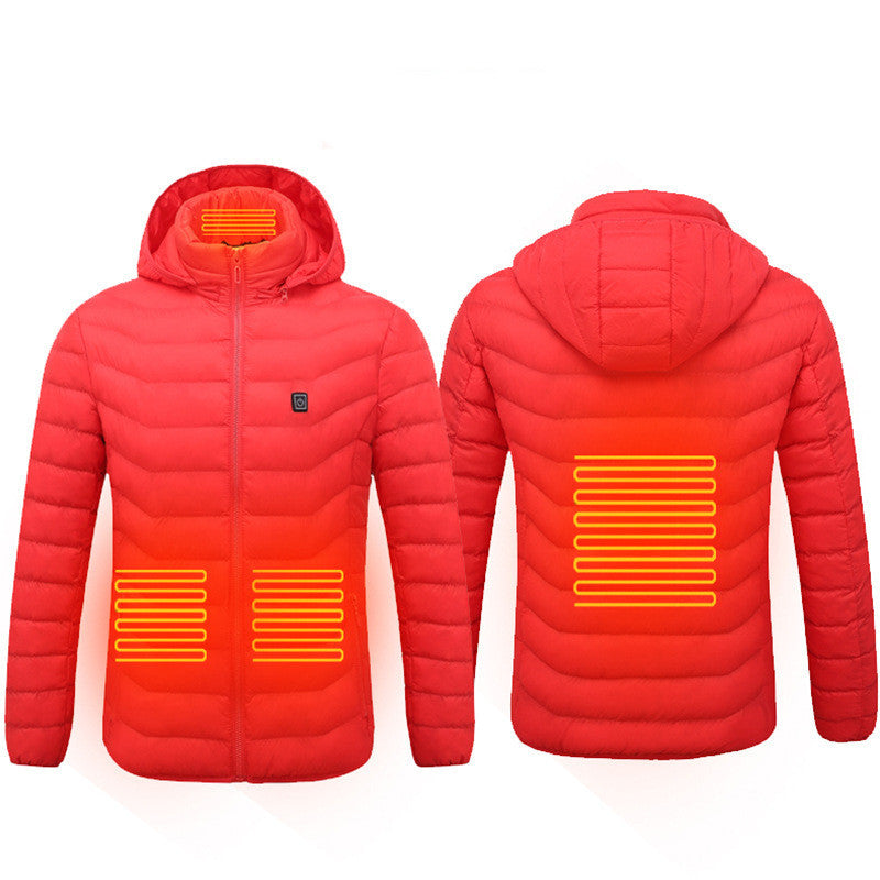 Men's Heated Jacket - USB Electric Thermal Coat with Multi-Zone Heating, Lightweight Winter Jacket with Removable Hood, Sizes S-6XL