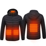 Men's Heated Jacket - USB Electric Thermal Coat with Multi-Zone Heating, Lightweight Winter Jacket with Removable Hood, Sizes S-6XL