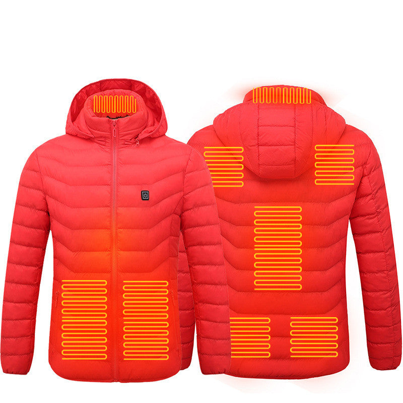 Men's Heated Jacket - USB Electric Thermal Coat with Multi-Zone Heating, Lightweight Winter Jacket with Removable Hood, Sizes S-6XL