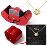 Red Apple Jewelry Box with Eternal Rose – Handmade Soap Flower Gift Box for Necklace, Valentine's Day, Mother's Day & Christmas Gift for Girls