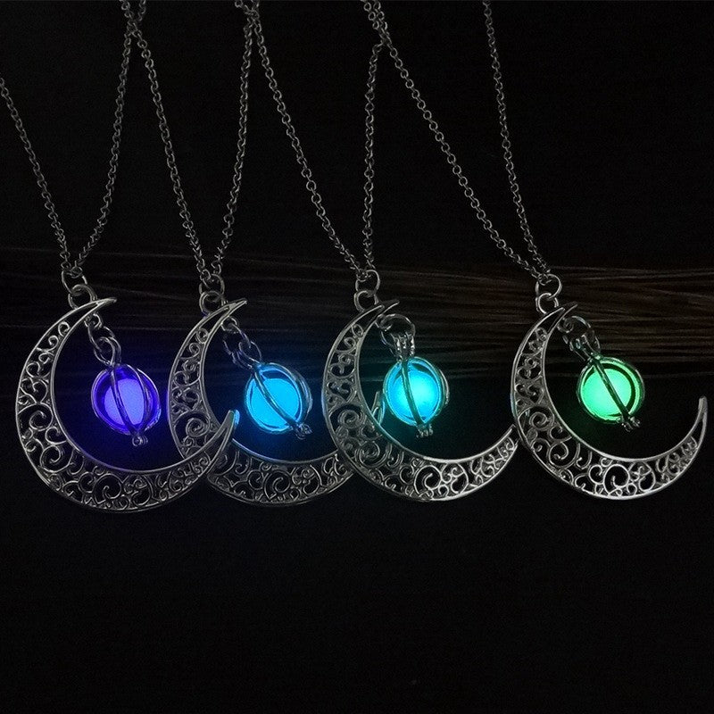 Fashion Moon Luminous Pendant Necklace for Women – Natural Glowing Stone Healing Jewelry