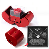 Red Apple Jewelry Box with Eternal Rose – Handmade Soap Flower Gift Box for Necklace, Valentine's Day, Mother's Day & Christmas Gift for Girls