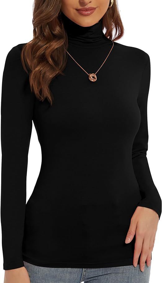 Women's Slim-fit Turtleneck Top – Elegant & Graceful Polyester Base Shirt in White & Black - Clothual