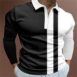 Men's Striped Polo Shirt - Short Sleeve, Lapel Collar, Cotton Blend