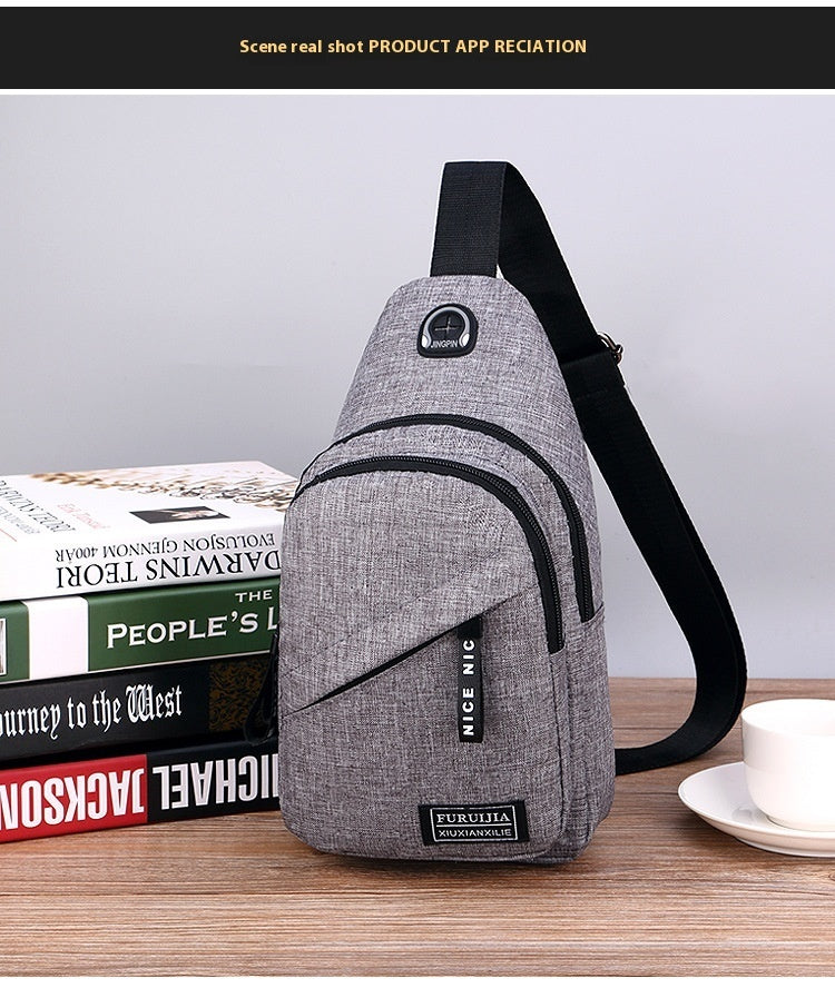 Casual Youth Korean Style Shoulder Bag for Men - Oxford Cloth Messenger Bag with Letter Design & Soft Handle