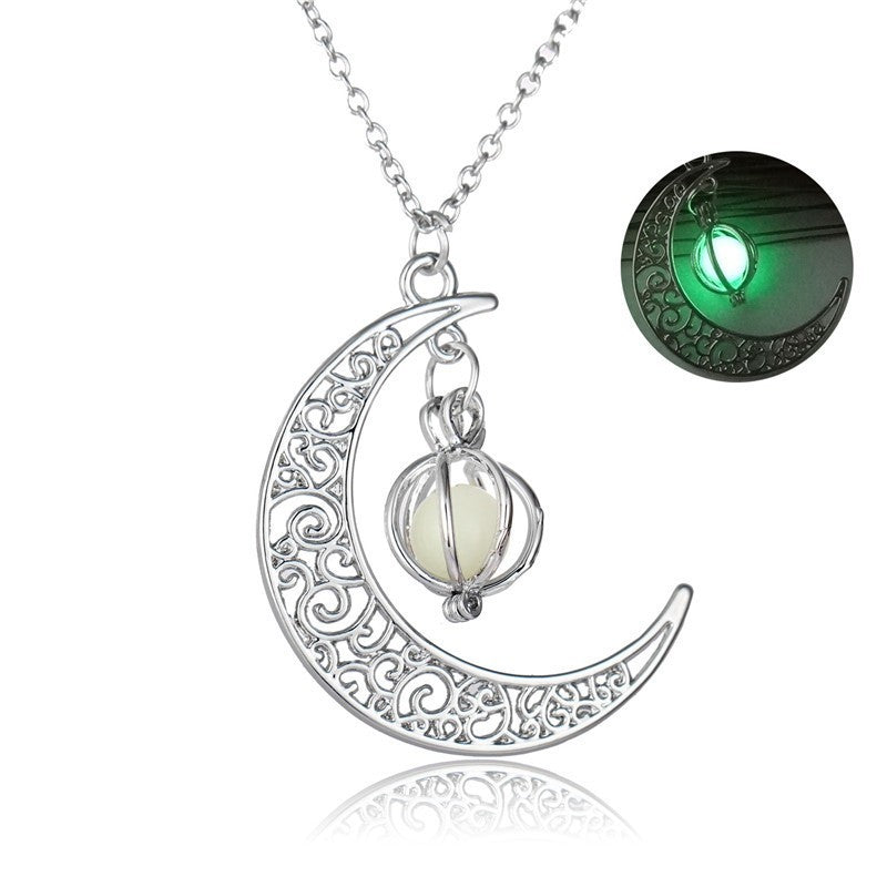 Fashion Moon Luminous Pendant Necklace for Women – Natural Glowing Stone Healing Jewelry