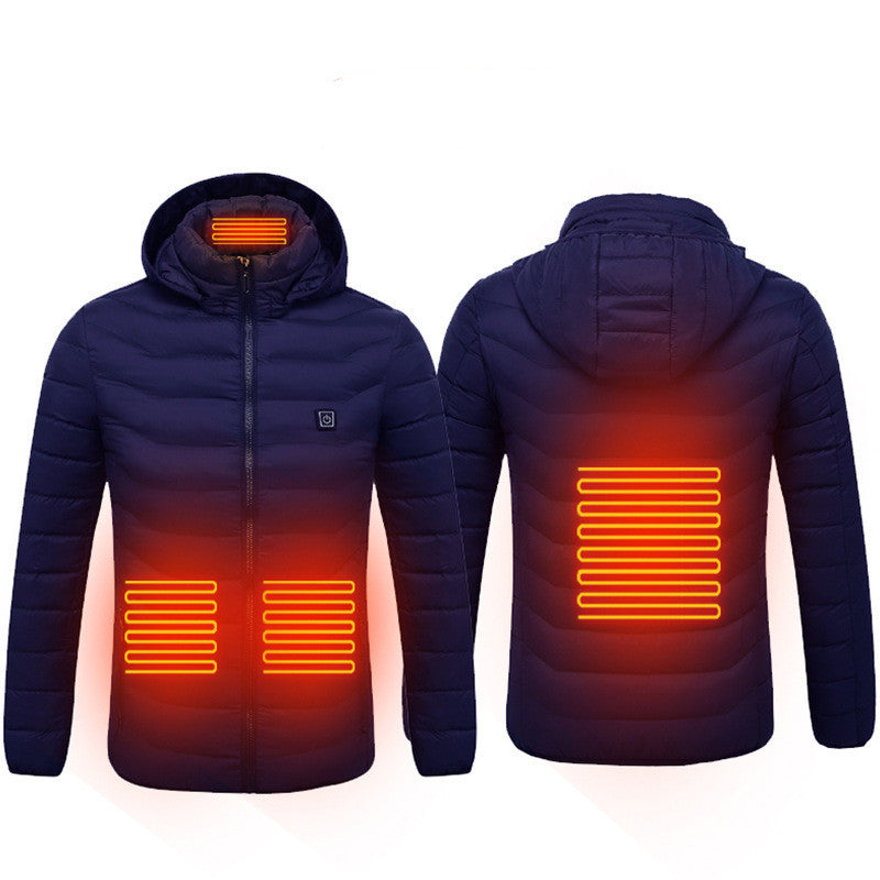 Men's Heated Jacket - USB Electric Thermal Coat with Multi-Zone Heating, Lightweight Winter Jacket with Removable Hood, Sizes S-6XL