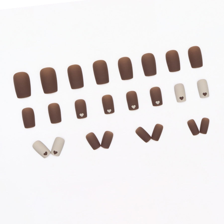 Warm Color Milk Love Brown Medium Length White Removable Nail Stickers