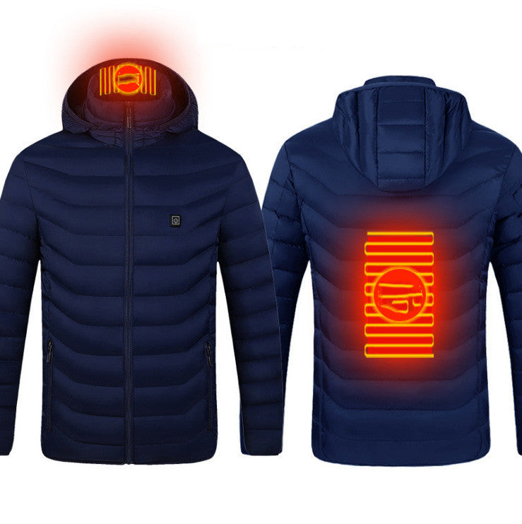 Men's Heated Jacket - USB Electric Thermal Coat with Multi-Zone Heating, Lightweight Winter Jacket with Removable Hood, Sizes S-6XL