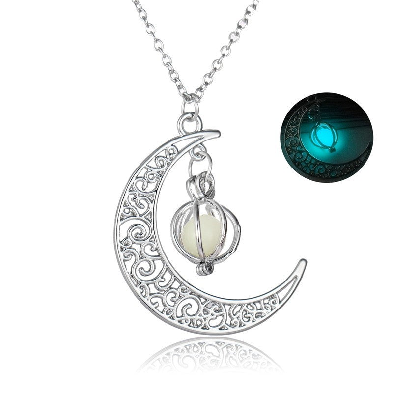 Fashion Moon Luminous Pendant Necklace for Women – Natural Glowing Stone Healing Jewelry