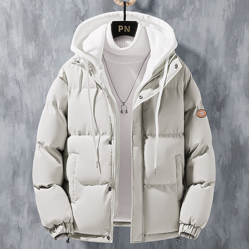 Men's Fashion Hooded Jacket – Winter Windproof Thickened Two-Piece Coat, Casual Sports Cotton Cardigan, Korean Style