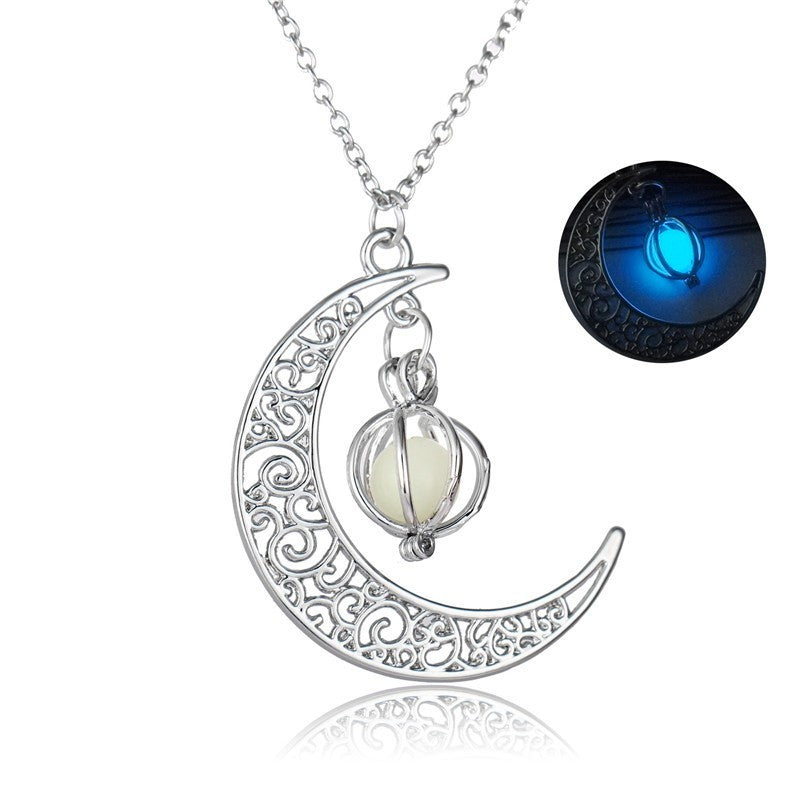 Fashion Moon Luminous Pendant Necklace for Women – Natural Glowing Stone Healing Jewelry