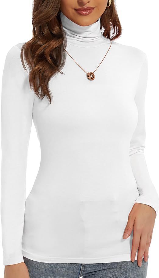 Women's Slim-fit Turtleneck Top – Elegant & Graceful Polyester Base Shirt in White & Black - Clothual