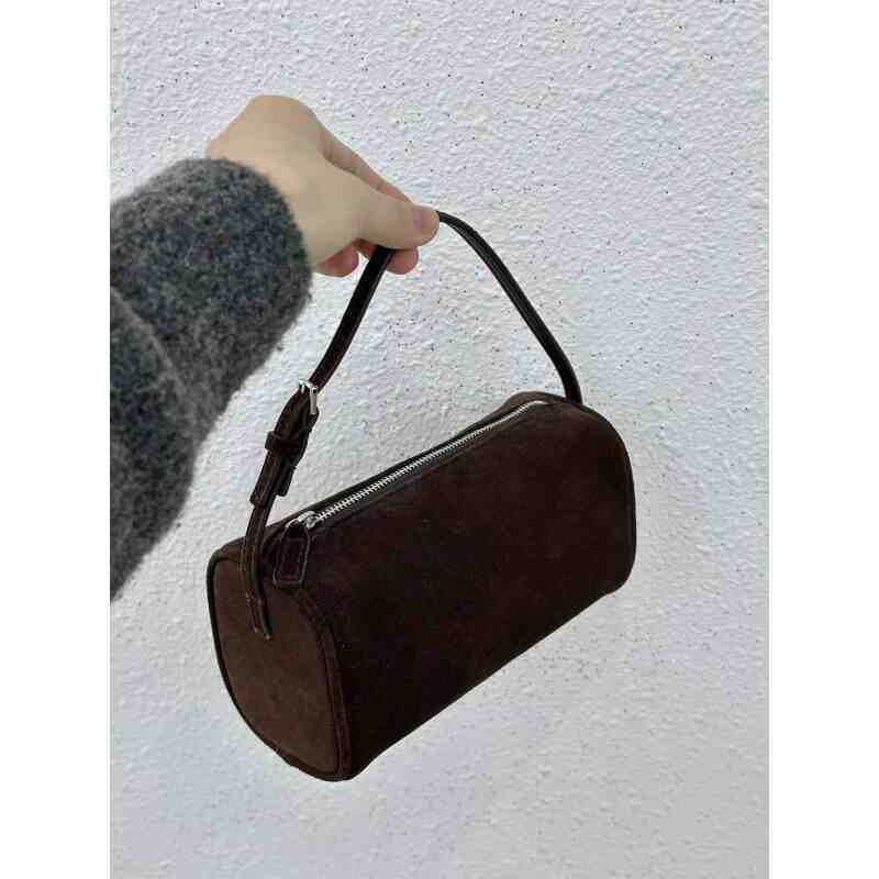 Retro 90s Suede Pencil Holder Bag - Autumn & Winter Urban Chic Leather Design