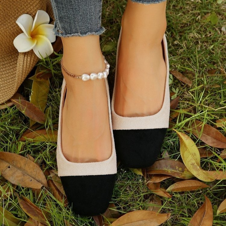 Elegant Low Heel Square Toe Embroidered Shoes – Comfortable & Stylish