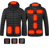 Men's Heated Jacket - USB Electric Thermal Coat with Multi-Zone Heating, Lightweight Winter Jacket with Removable Hood, Sizes S-6XL