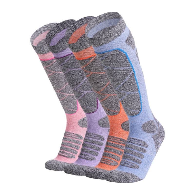 Women's & Men's Winter Sports Socks | Warm Cotton Terry Ski Socks | Non-Slip, Sweat-Absorbent, Anti-Friction, High Cylinder Design - Clothual