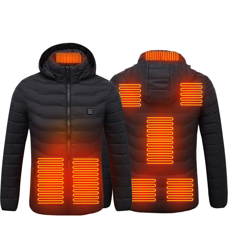 Men's Heated Jacket - USB Electric Thermal Coat with Multi-Zone Heating, Lightweight Winter Jacket with Removable Hood, Sizes S-6XL