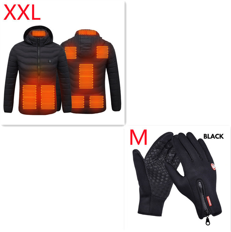 Men's Heated Jacket - USB Electric Thermal Coat with Multi-Zone Heating, Lightweight Winter Jacket with Removable Hood, Sizes S-6XL