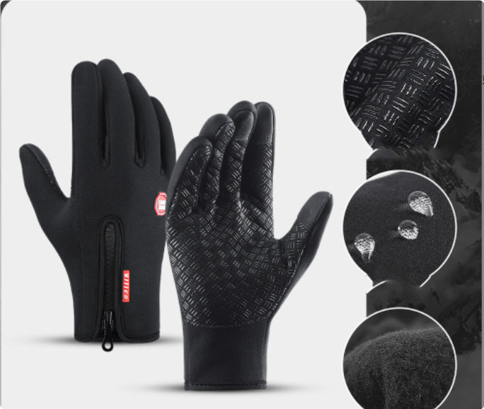 Winter Touch Screen Riding Gloves | Waterproof, Anti-Skid Sports Gloves with Polar Fleece Lining | Motorcycle, Cycling, Outdoor Use