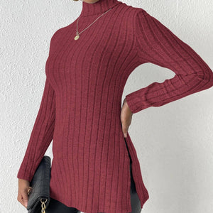 Women's Cozy Turtleneck Pullover Sweater – Velvet Knit, Long Sleeve, Multiple Colors - Clothual