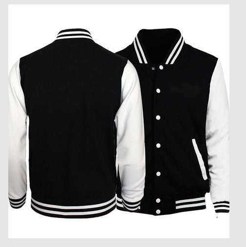 Men’s cotton baseball jacket with loose fit and round collar